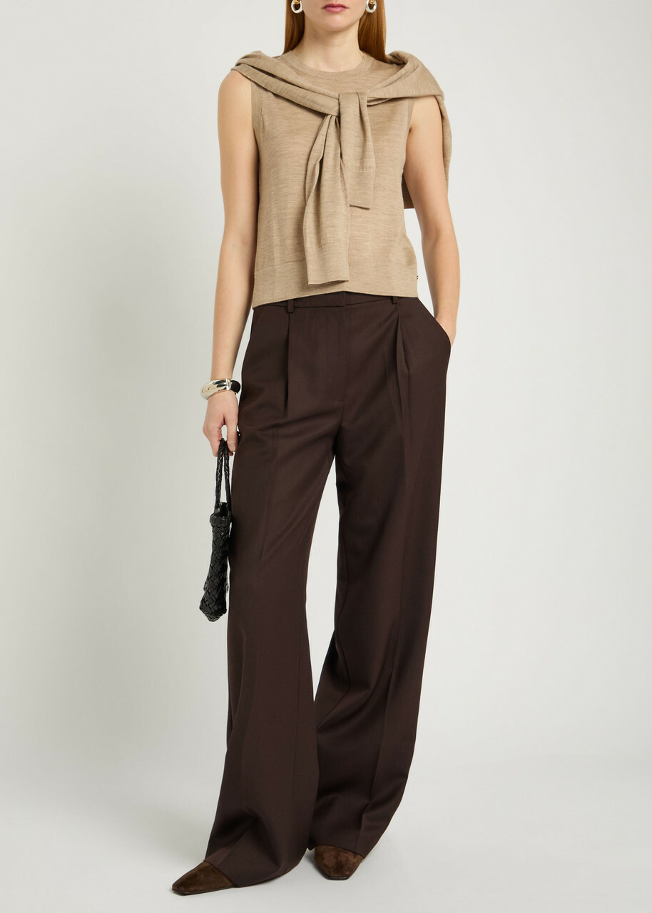Anine Bing Moni Wool and Cashmere-blend Tank Taupe