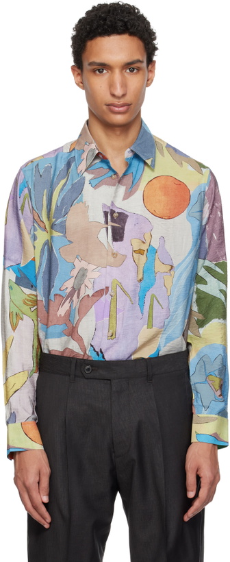 Photo: Paul Smith Multicolor 'River Collage' Viscose-Blend Shirt