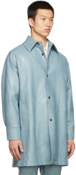 Séfr Blue Faux-Leather Tricola Coat