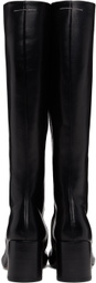MM6 Maison Margiela Black Stitch-Out Leather Tall Boots
