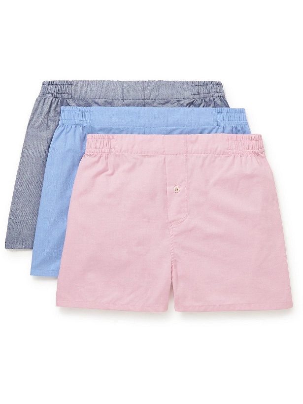 Photo: Hamilton And Hare - Three-Pack Cotton and Cashmere-Blend Boxer Shorts - Multi