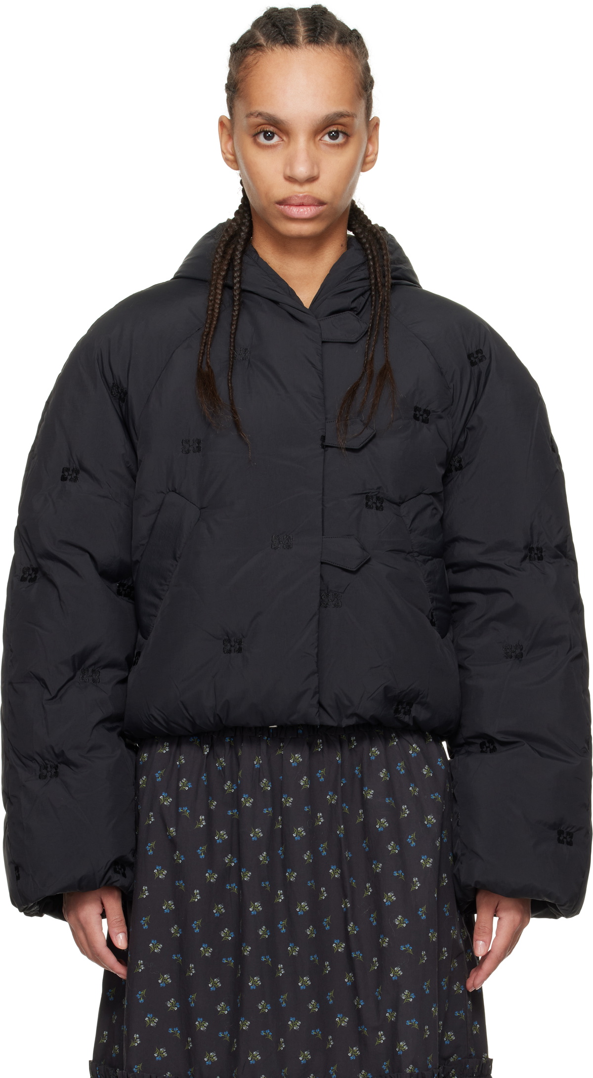 GANNI Black Short Tech Down Jacket