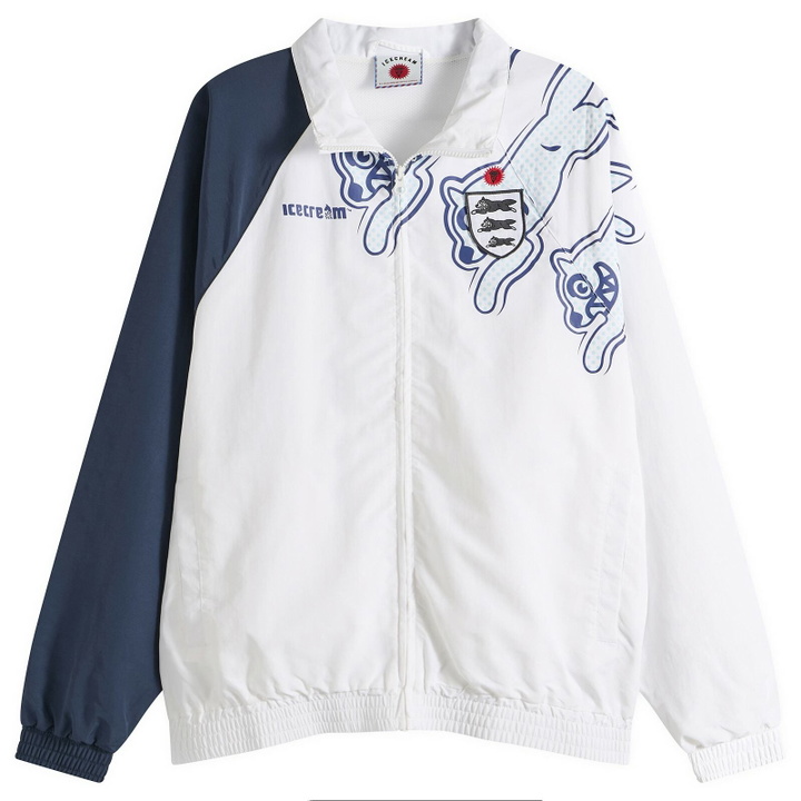 Photo: ICECREAM Men's Running Dog Panelled Football Track Top in White