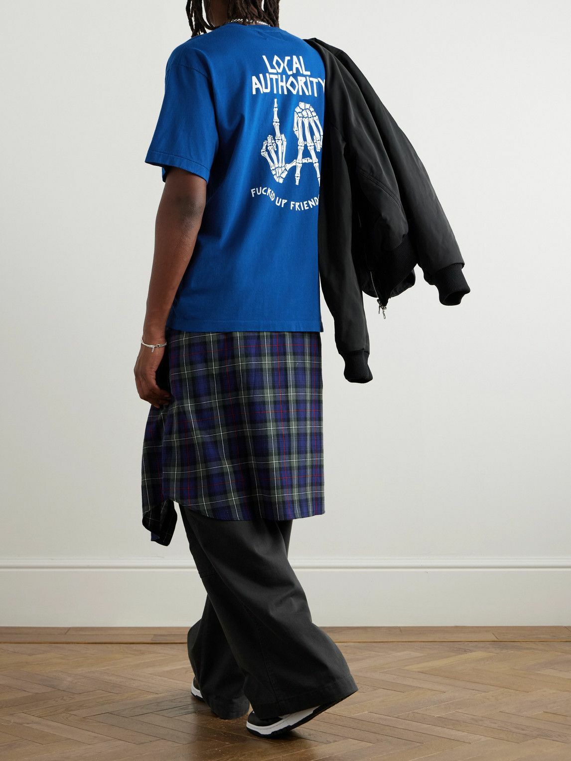 Local Authority LA - La Bones FUFC Logo-Print Cotton-Jersey T-Shirt - Blue