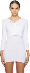 Cou Cou White 'The Crop' Cardigan