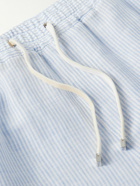 Loro Piana - Arizona Straight-Leg Striped Linen Drawstring Bermuda Shorts - Blue