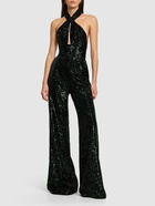 ELIE SAAB - Sequined Velvet Halterneck Jumpsuit