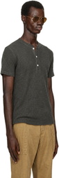 RRL Brown Button Placket Henley