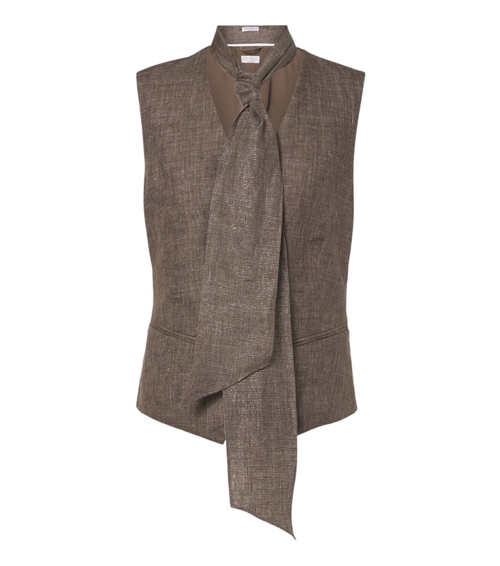 Photo: Brunello Cucinelli Scarf-detail linen vest