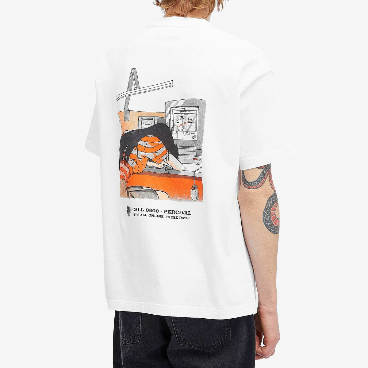 Percival Men's Online Oversized T-Shirt in White