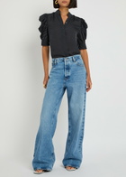 Frame The Gillian Polka-dot Silk-chiffon Blouse Navy