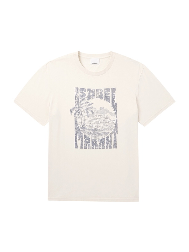 Photo: MARANT - Honore Printed Cotton-Jersey T-Shirt - Neutrals
