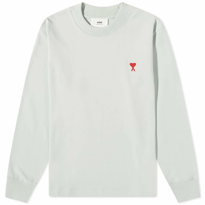 Photo: AMI Men's Long Sleeve Small A Heart T-Shirt in Pale Green