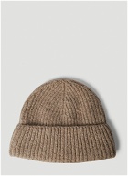 Ribbed Beanie Hat in Beige