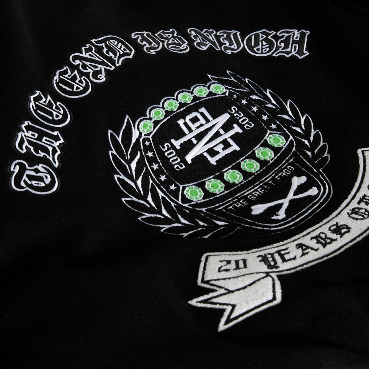 END. X The Great Frog Varsity Jacket in Black/Emerald