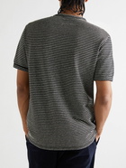 Officine Générale - Striped Cotton and Linen-Blend T-Shirt - Black