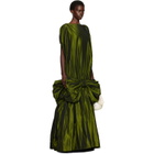 Simone Rocha Khaki Bow Hem Cascade Egg Maxi Dress