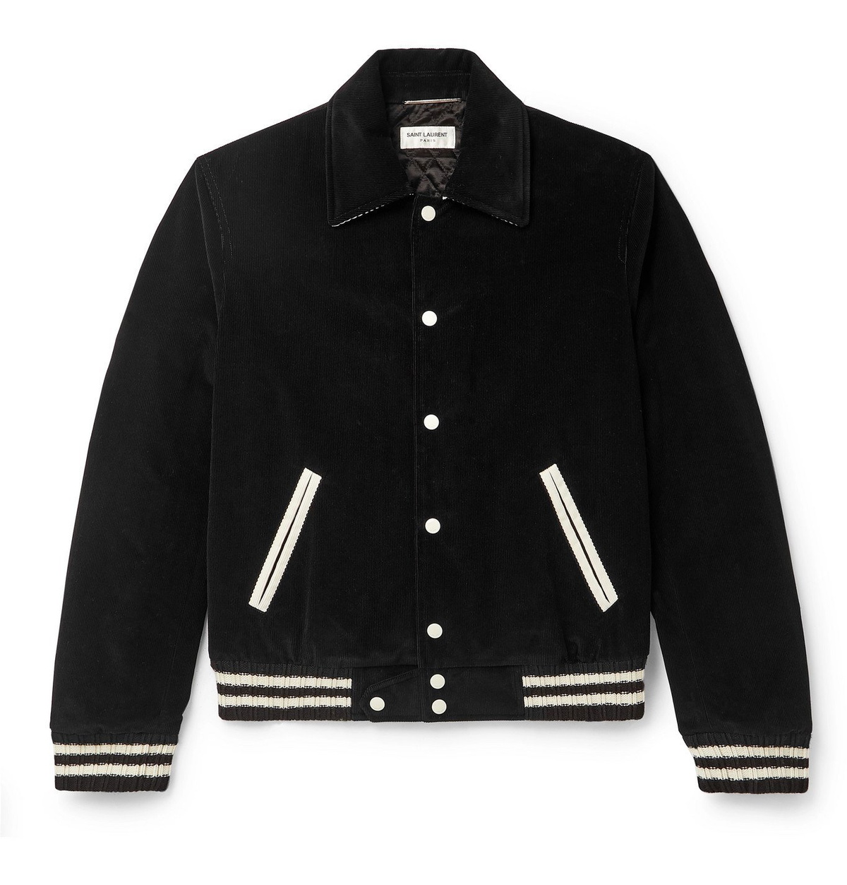 SAINT LAURENT - Striped Padded Cotton-Corduroy Bomber Jacket
