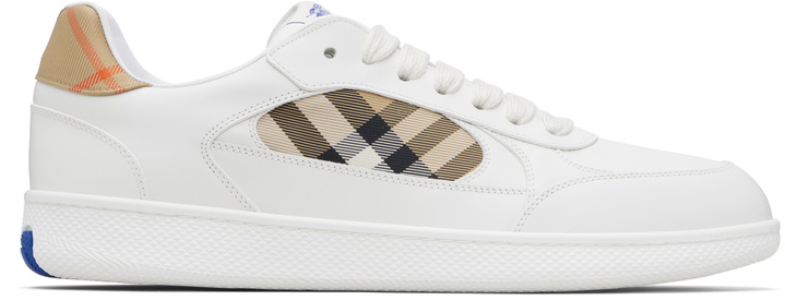Photo: Burberry White Leather & Check Terrace Sneakers​