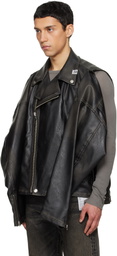 Maison MIHARA YASUHIRO Black Vest Combined Coating Faux-Leather Jacket