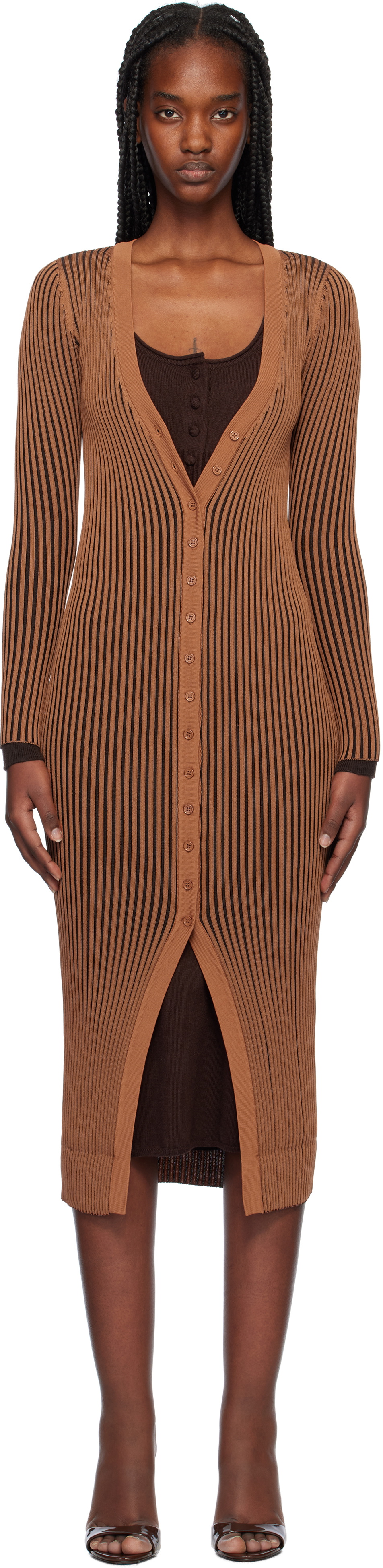 staud brown and black dress Beaton Dress
