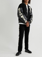 KAPITAL - Faux Leather and Wool-Blend Varsity Jacket - Black