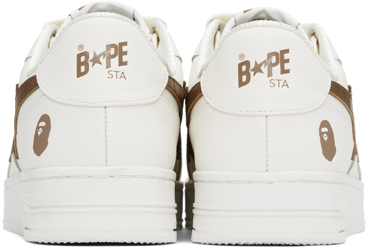BAPE Tan and White Sneakers BAPESTA Bape Ssense Exclusive Tan & White Tape Sta Sneakers In Multi  main image 3