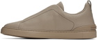 ZEGNA Beige Triple Stitch Sneakers