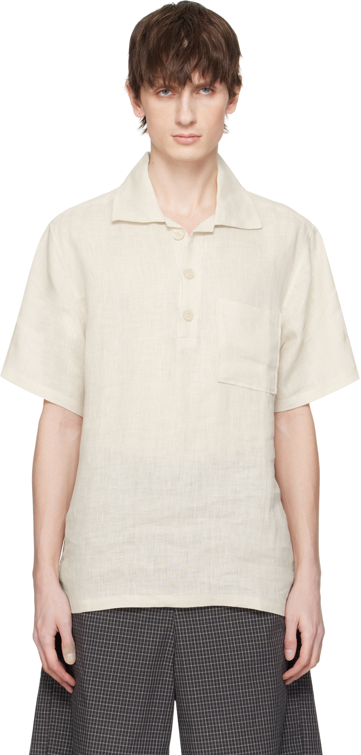 OAS Off-White Girona Linen Polo