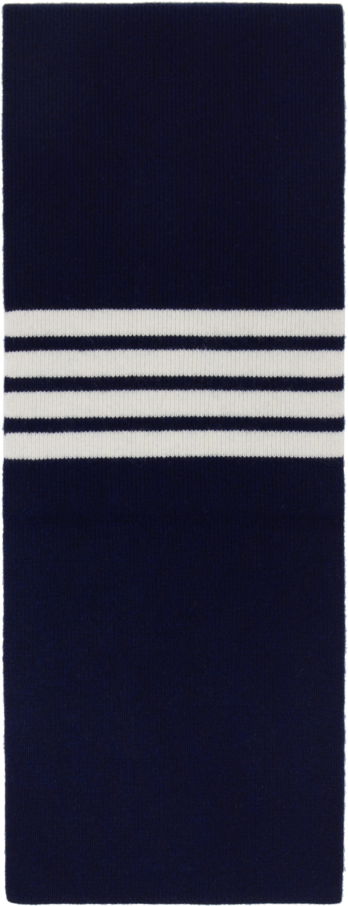Thom Browne Navy Cashmere Rib 4-Bar Scarf