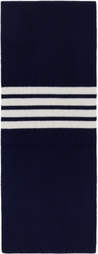 Thom Browne Navy Cashmere Rib 4-Bar Scarf