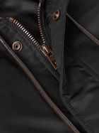 LOEWE - Leather-Trimmed Shell Hooded Bomber Jacket - Black