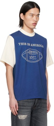 RICE NINE TEN Blue Switching T-Shirt
