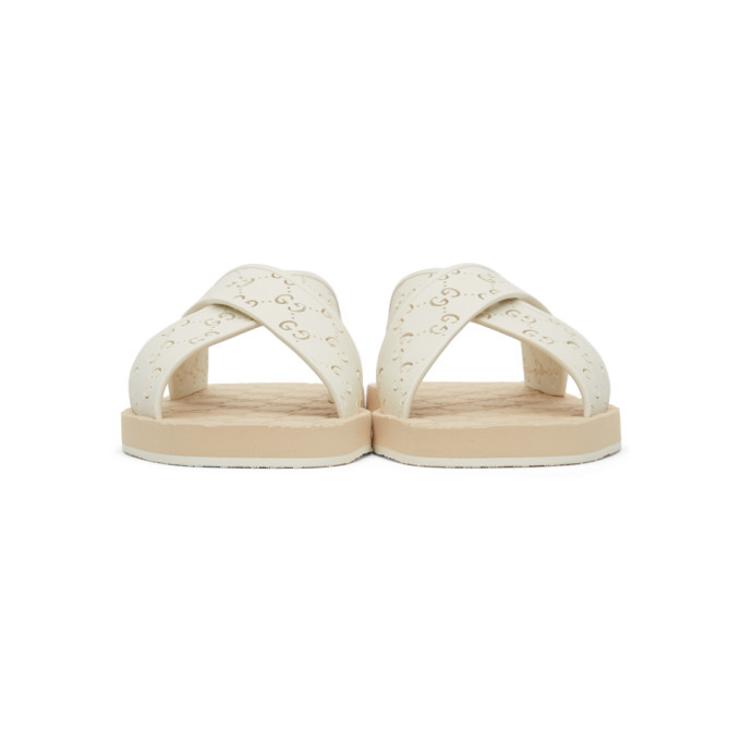 Gucci 'criss-cross Gg' Sandals in White | Lyst