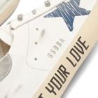 Golden Goose Women's Super-Star Leather Sneakers in White/Night Blue/Silver
