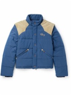 Cherry Los Angeles - Convertible Quilted Padded Suede-Trimmed Shell Jacket - Blue