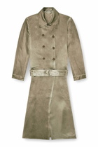 Diesel Trench coat in wrinkled satin - Jackets Womens in Brown