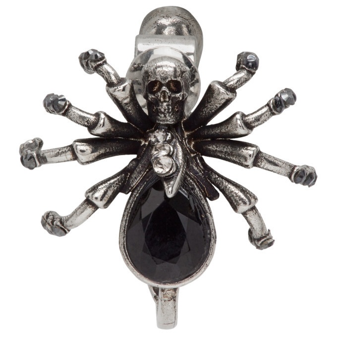 Photo: Alexander McQueen Silver and Black Spider Single Earring
