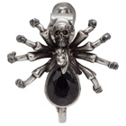 Alexander McQueen Silver and Black Spider Single Earring