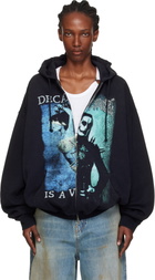 VETEMENTS Black Cradle of Filth Cut-Up Oversized Zip-Up Hoodie