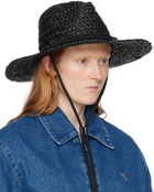 rag & bone Black Braided Straw Panama Hat