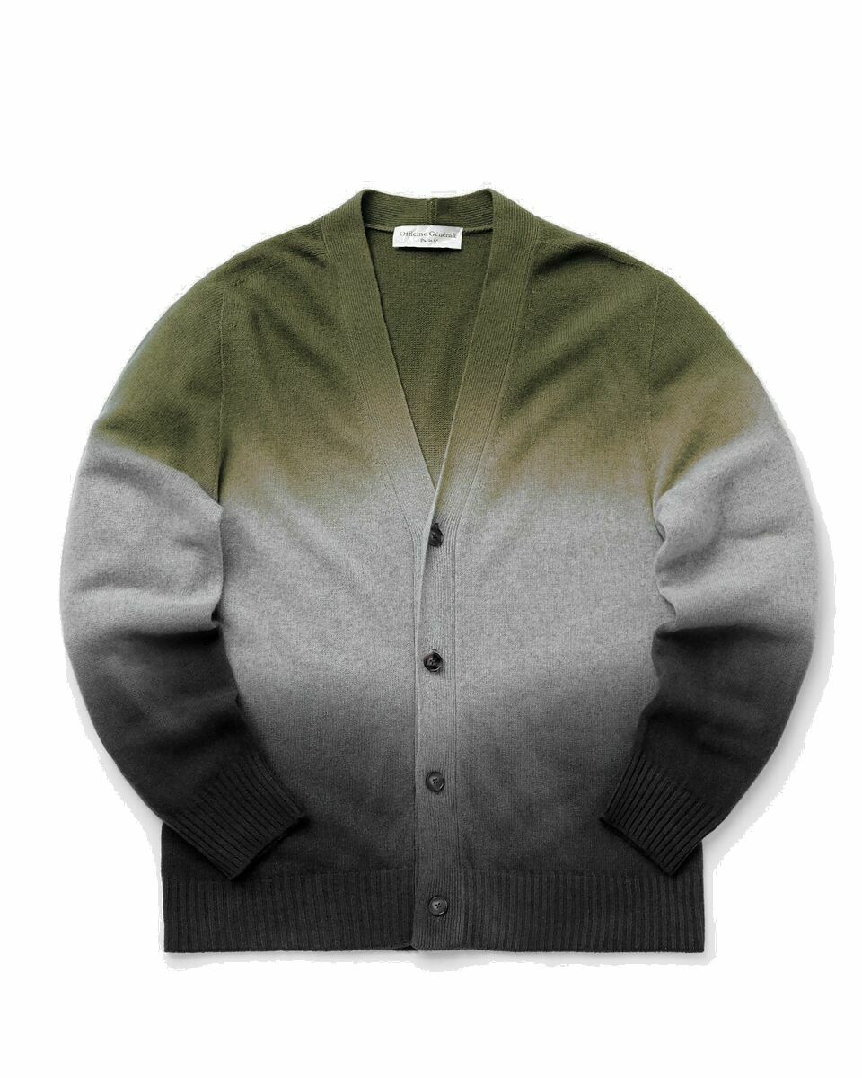 Photo: Officine Générale Miles Sweater Double Dip Dye Itl Wo Ws Green - Mens - Zippers & Cardigans