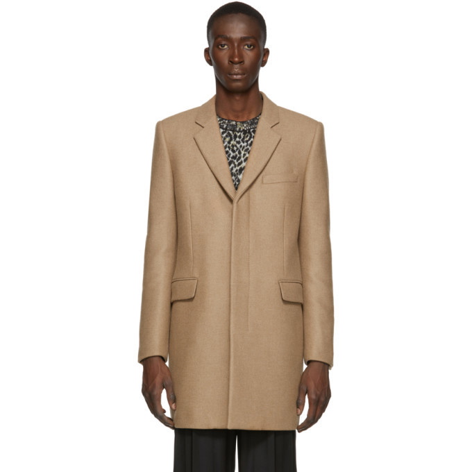 Photo: Saint Laurent Tan Camel Diagonal Tailored Coat