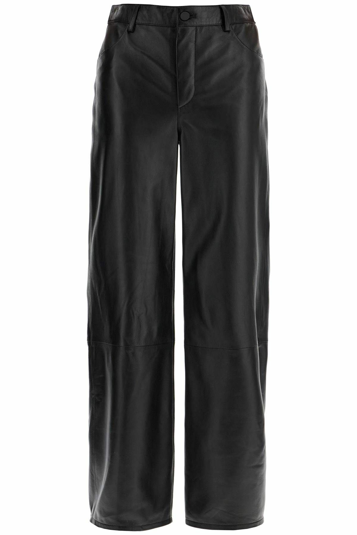 LOULOU STUDIO high-waisted wide-leg black leather pants Black