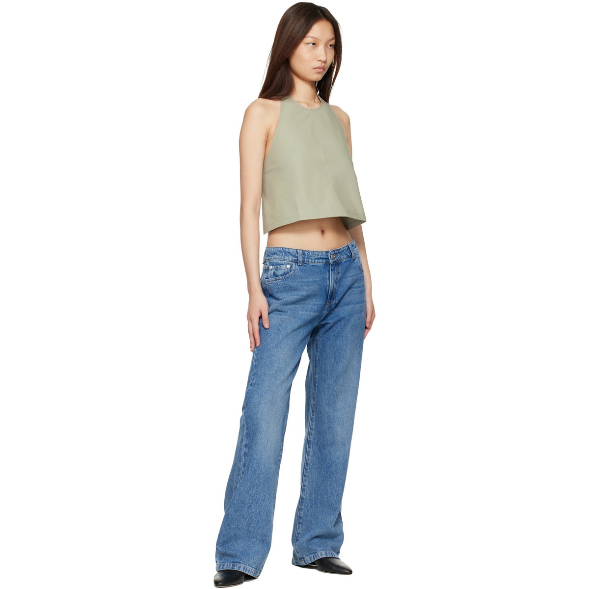 WARDROBE.NYC Taupe Clean Backless Halter Top