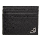 Prada Black Saffiano Triangle Card Holder