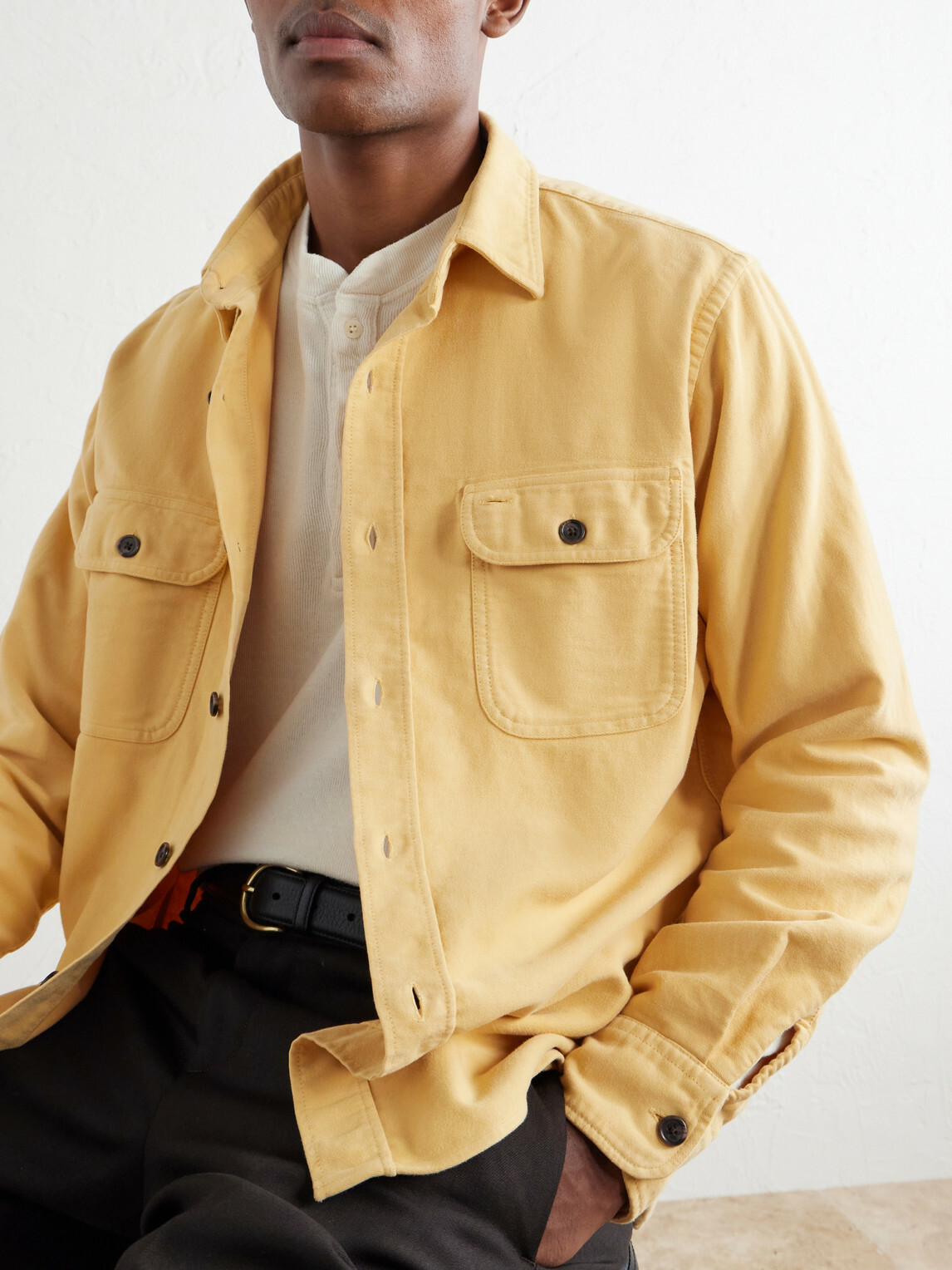 Hartford - Paco Cotton-Flannel Shirt - Yellow