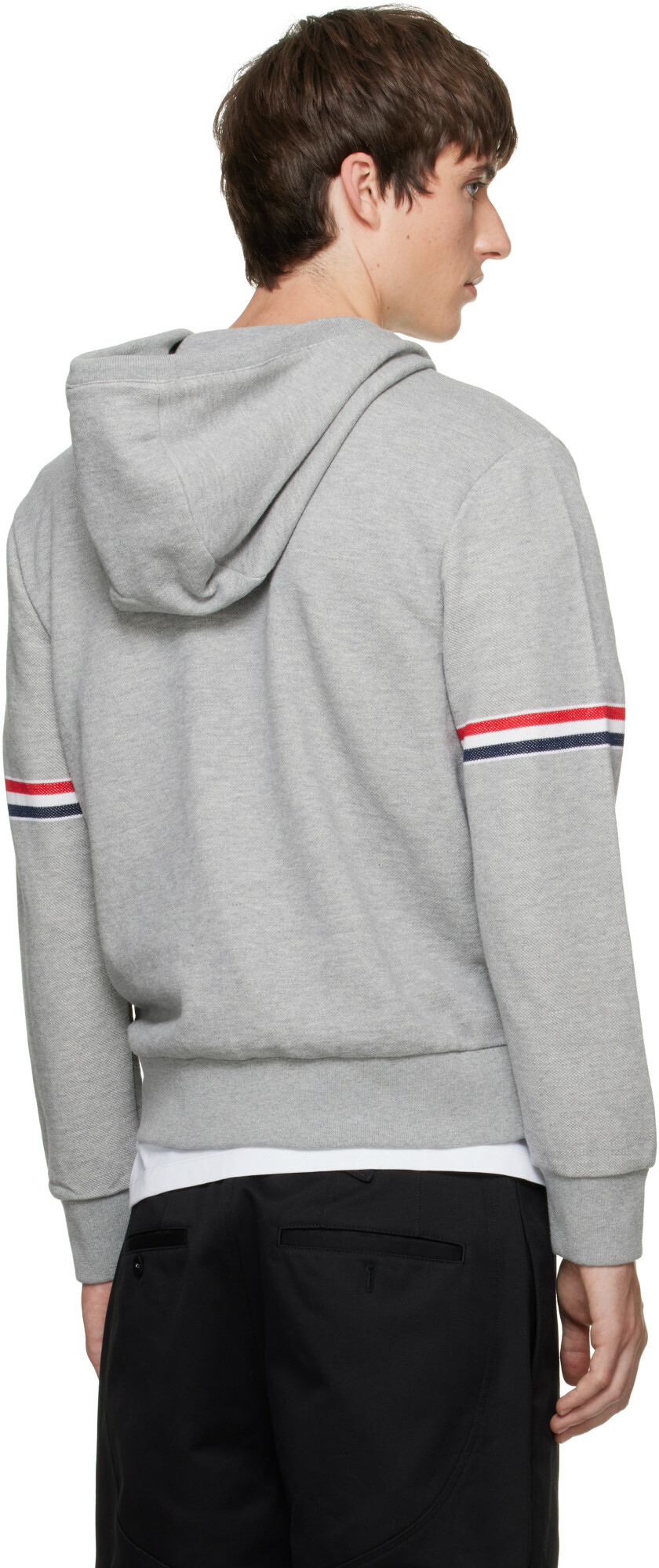Thom Browne Gray Zip Pique Loopback RWB Engineered Hoodie