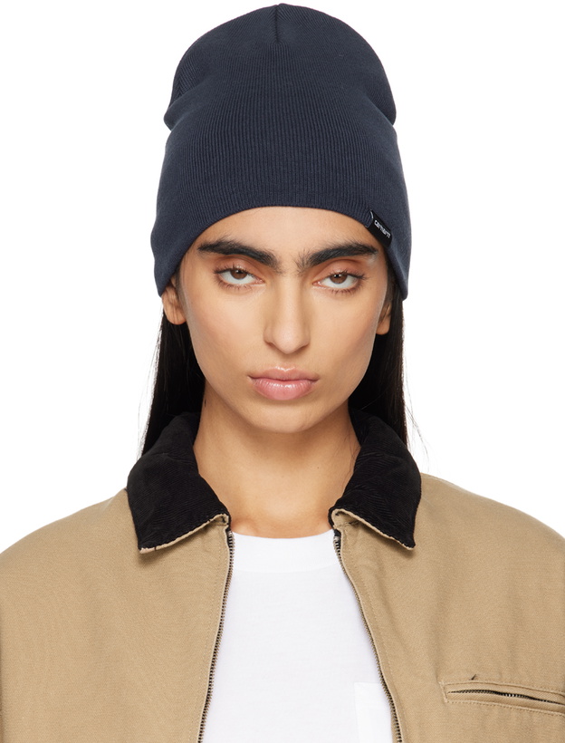 Photo: Carhartt Work In Progress Navy Scripter Beanie