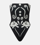 Cala de la Cruz Lore printed strapless swimsuit